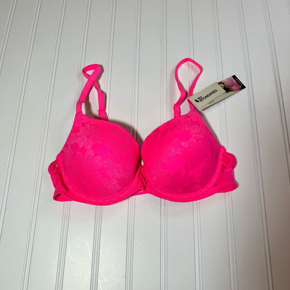 Women's Push-Up Bra 32 C Bright Pink Lace NWT